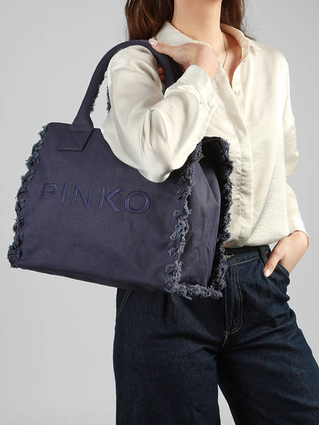 Handtas Logo Shopper Katoen Pinko Blauw logo shopper 6673A3A4 ander zicht 1