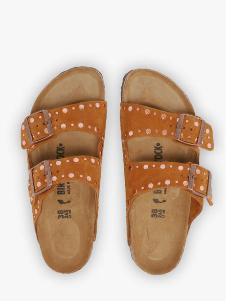 Slippers Uit Leder Birkenstock Bruin women 1031731 ander zicht 3