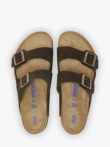 Slippers Uit Leder Birkenstock Bruin men 951311 ander zicht 3
