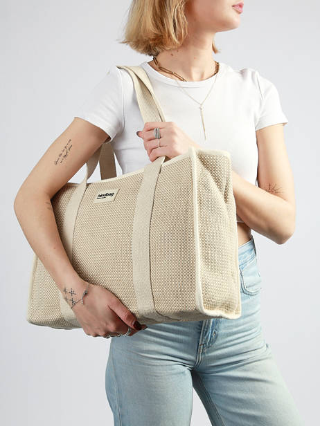 Schoudertas Tressage Katoen Hindbag Beige tressage TS ander zicht 1