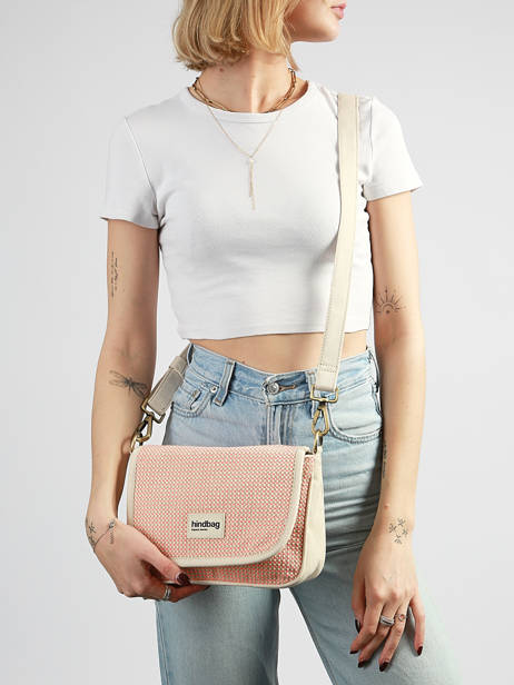 Cross Body Tas Tressage Katoen Hindbag Roze tressage TS ander zicht 1