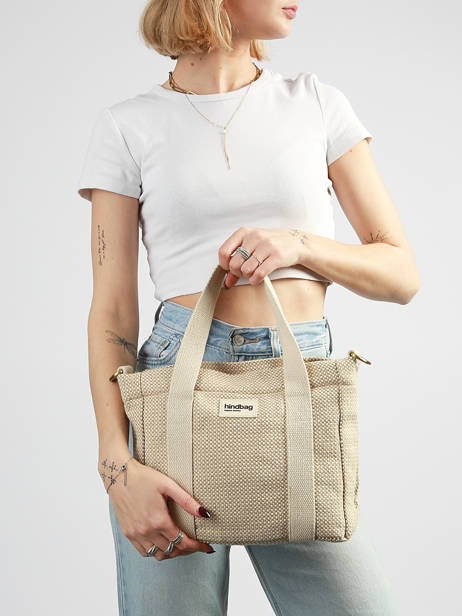 Handtassen Tressage Katoen Hindbag Beige tressage TS ander zicht 1