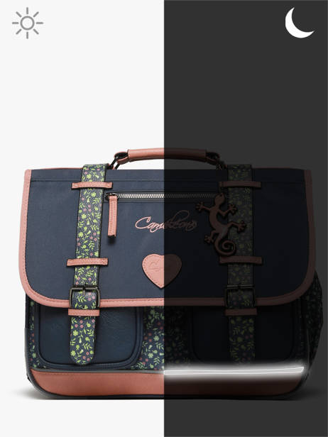 Boekentas 2 Compartimenten Cameleon Blauw vintage fantasy PBVGCA38 ander zicht 8