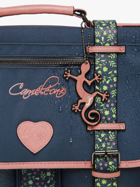 Boekentas 3 Compartimenten Cameleon Blauw vintage fantasy PBVGCA41 ander zicht 6