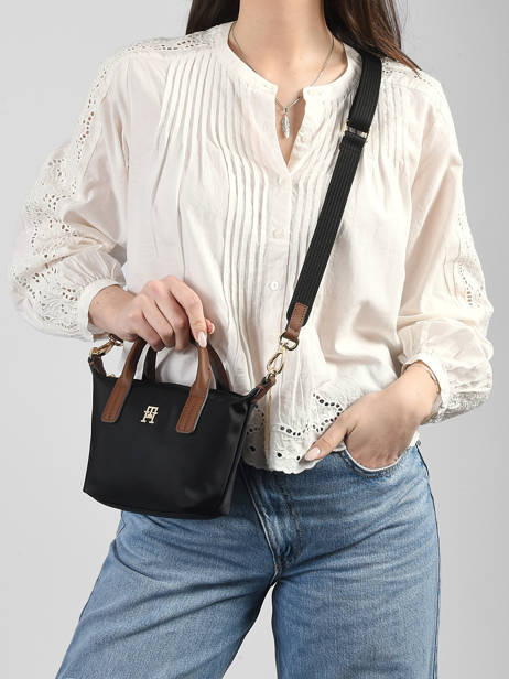 Cross Body Tas Popette Nylon Tommy hilfiger Zwart popette AW18368 ander zicht 1