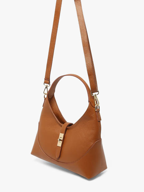 Cross Body Tas Caviar Leder Milano Bruin caviar CA26022 ander zicht 2