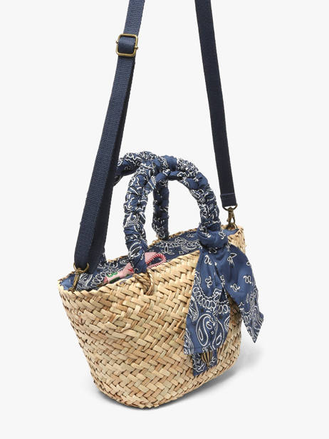 Handtas Bandana Stro Le voyage en panier Blauw bandana PM968 ander zicht 2