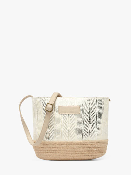 Cross Body Tas Irisé Raffia Le voyage en panier Wit guimauve PM289 ander zicht 1
