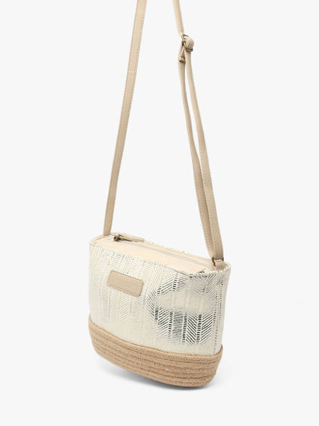 Cross Body Tas Irisé Raffia Le voyage en panier Wit guimauve PM289 ander zicht 3
