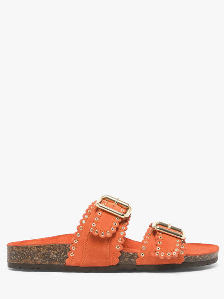 Slippers Met Riempjes Uit Leder Semerdjian Oranje women ARIANNA