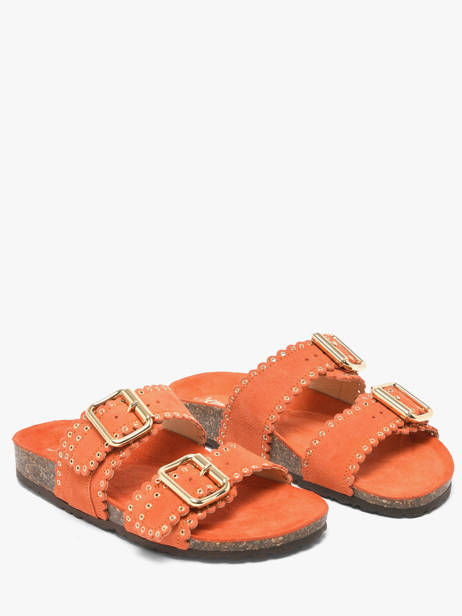 Slippers Met Riempjes Uit Leder Semerdjian Oranje women ARIANNA ander zicht 1