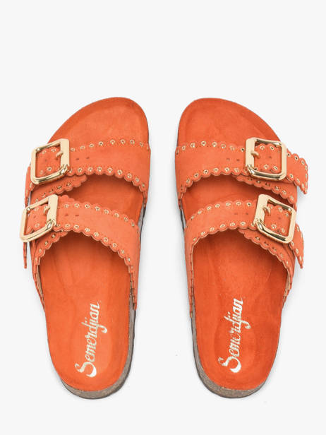 Slippers Met Riempjes Uit Leder Semerdjian Oranje women ARIANNA ander zicht 3