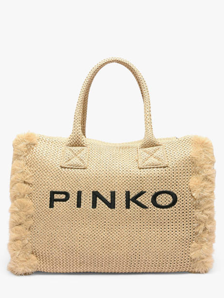 Handtas Logo Shopper Raphia Pinko Beige logo shopper 6673A39Y