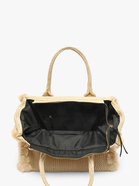 Handtas Logo Shopper Raphia Pinko Beige logo shopper 6673A39Y ander zicht 3