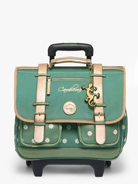 Boekentas Op Wieltjes 2 Compartimenten Cameleon Groen vintage fantasy PBVGCR38