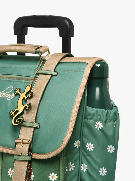 Boekentas Op Wieltjes 2 Compartimenten Cameleon Groen vintage fantasy PBVGCR38 ander zicht 6