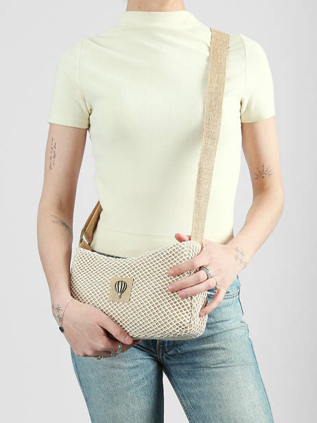 Cross Body Tas Resille Katoen Le voyage en panier Beige resille PM942 ander zicht 1