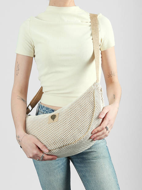 Cross Body Tas Resille Katoen Le voyage en panier Beige resille PM943 ander zicht 1