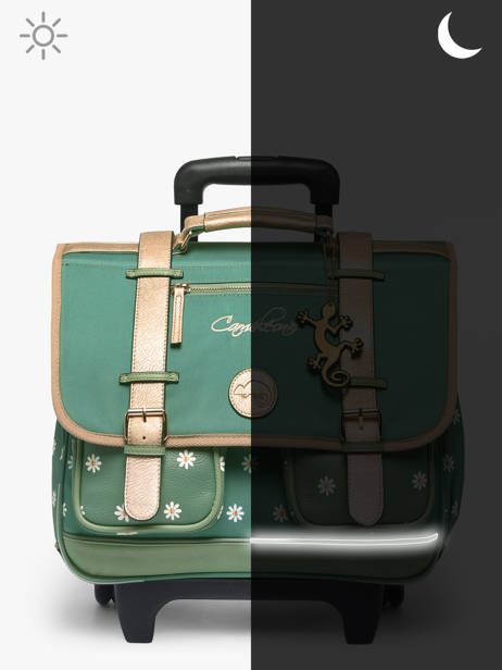 Boekentas Op Wieltjes 2 Compartimenten Cameleon Groen vintage fantasy PBVGCR38 ander zicht 9