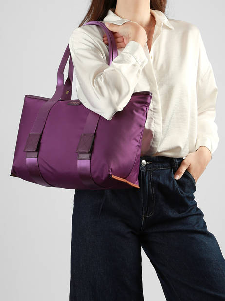 Schoudertas M Mistral Rollable Nylon En Leder Lancel Violet mistral A13995 ander zicht 1