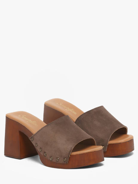 Slippers Met Hak Uit Leder Semerdjian Bruin women LAILA ander zicht 1