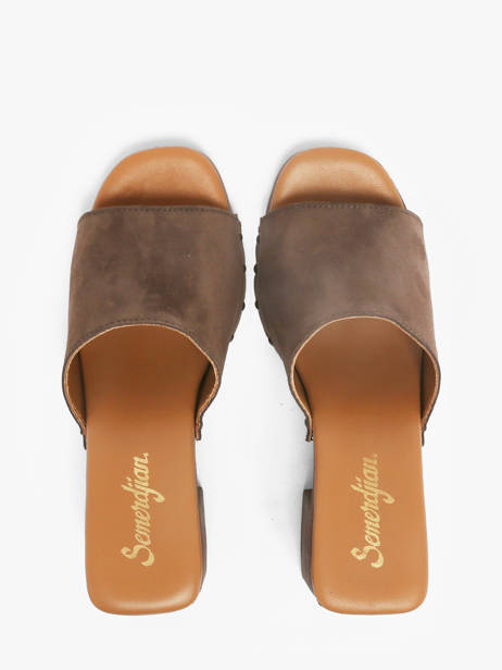 Slippers Met Hak Uit Leder Semerdjian Bruin women LAILA ander zicht 3