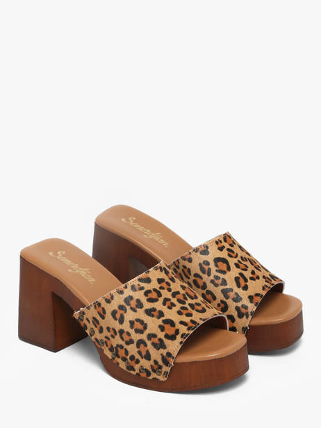 Slippers Met Hak Uit Leder Semerdjian Beige accessoires LAILA ander zicht 1