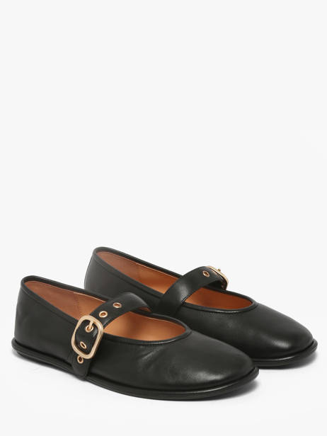 Ballerinas Met Riempjes Uit Leder Inuovo Zwart women CT005BLK ander zicht 1