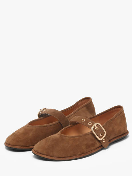 Ballerinas Met Riempjes Uit Leder Inuovo Bruin women CT005KCN ander zicht 1