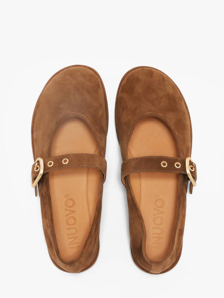 Ballerinas Met Riempjes Uit Leder Inuovo Bruin women CT005KCN ander zicht 3