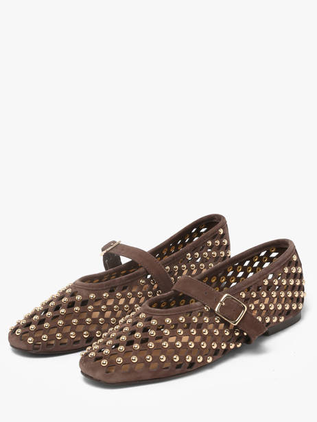 Ballerinas Met Riempjes Uit Leder Inuovo Bruin women NK003KDR ander zicht 1