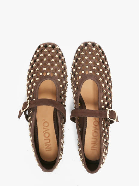 Ballerinas Met Riempjes Uit Leder Inuovo Bruin women NK003KDR ander zicht 3