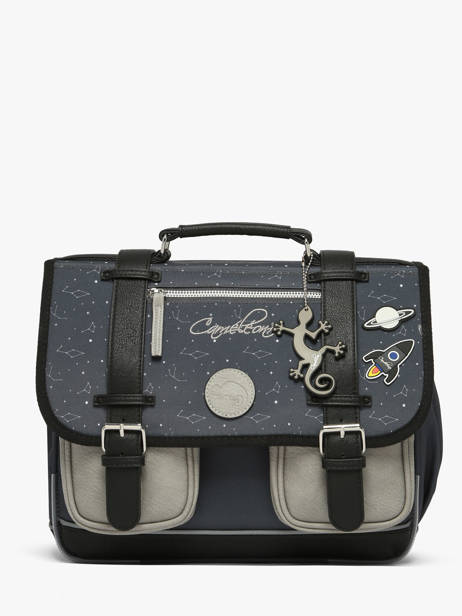 Boekentas Voor Kinderen 2 Compartimenten Cameleon Grijs vintage urban CA35
