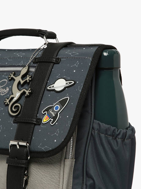 Boekentas Voor Kinderen 2 Compartimenten Cameleon Grijs vintage urban CA35 ander zicht 6