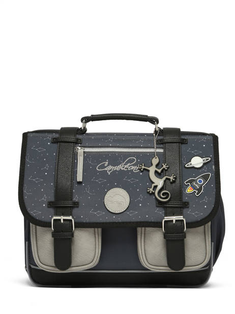 Boekentas Voor Kinderen 2 Compartimenten Cameleon Grijs vintage urban CA35 ander zicht 7