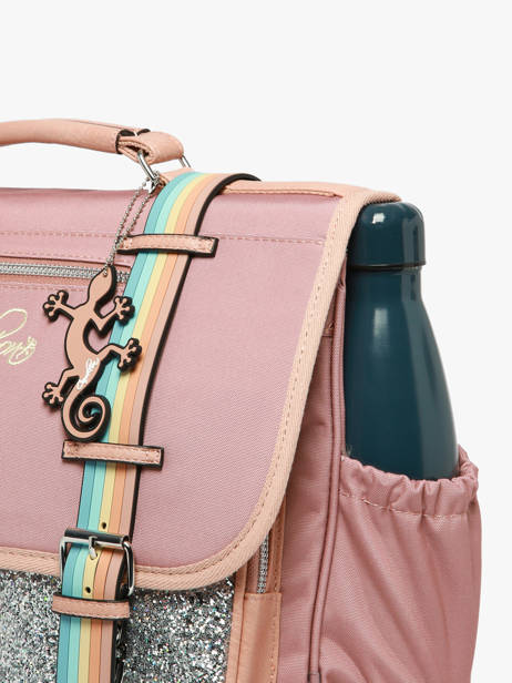 Boekentas Kinderen 2 Compartimenten Cameleon Roze vintage fantasy CA35 ander zicht 6