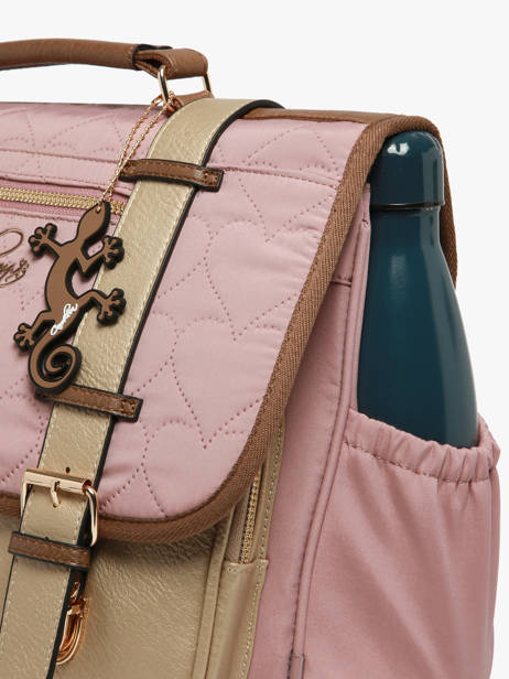 Boekentas Voor Kinderen 2 Compartimenten Cameleon Bruin vintage fantasy CA38 ander zicht 6