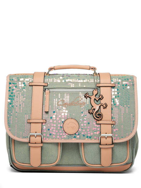 Boekentas Voor Kinderen 2 Compartimenten Cameleon Roze vintage fantasy CA38 ander zicht 7