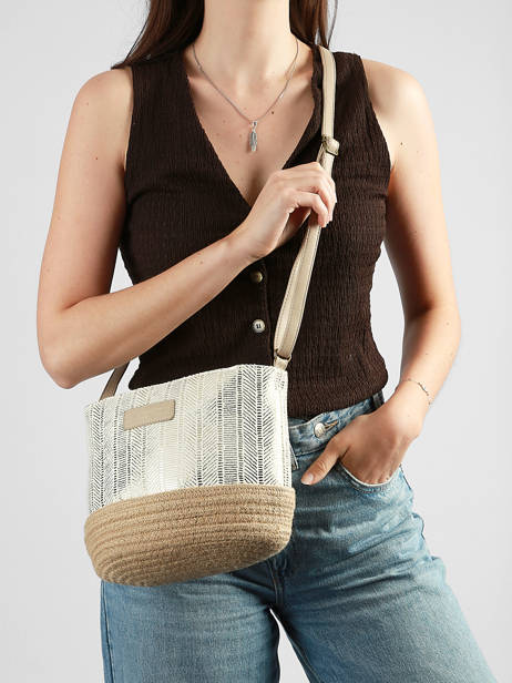 Cross Body Tas Irisé Raffia Le voyage en panier Wit guimauve PM289 ander zicht 2