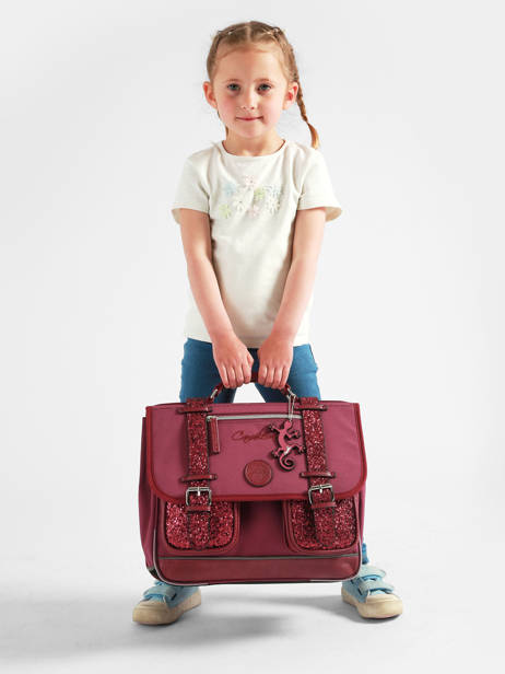 Boekentas Kinderen 2 Compartimenten Cameleon Violet vintage fantasy CA35 ander zicht 2