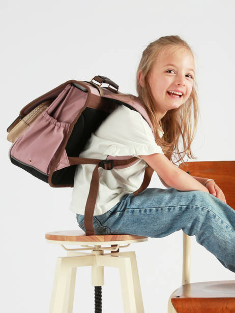 Boekentas Voor Kinderen 2 Compartimenten Cameleon Bruin vintage fantasy CA38 ander zicht 2