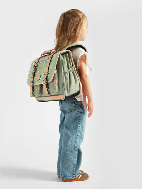 Boekentas Voor Kinderen 2 Compartimenten Cameleon Roze vintage fantasy CA38 ander zicht 1