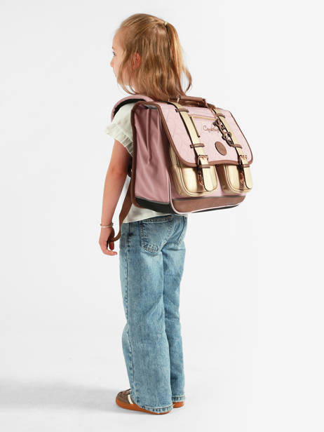Boekentas Voor Kinderen 2 Compartimenten Cameleon Bruin vintage fantasy CA38 ander zicht 1