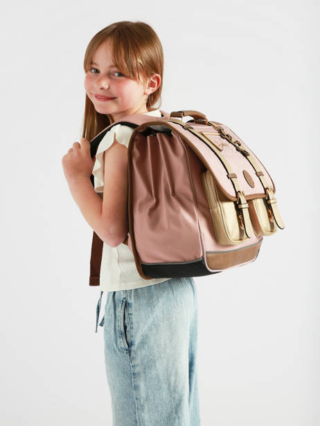 Boekentas Kinderen 3 Compartimenten Cameleon Bruin vintage fantasy CA41 ander zicht 1