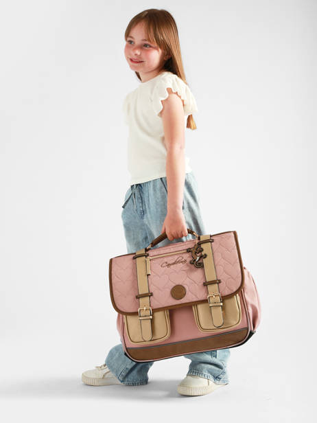Boekentas Kinderen 3 Compartimenten Cameleon Bruin vintage fantasy CA41 ander zicht 2