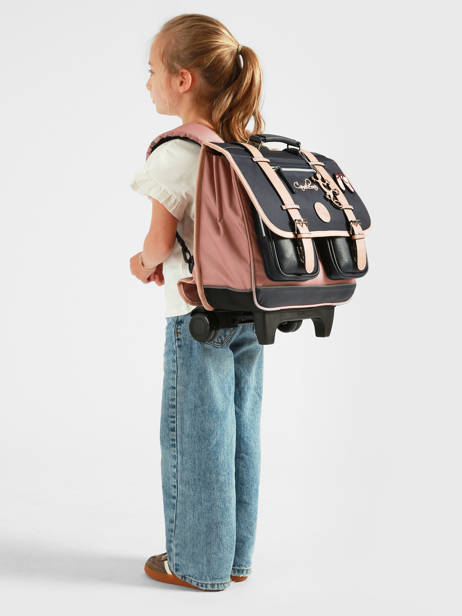 Boekentas Op Wieltjes Kinderen 2 Compartimenten Cameleon Blauw vintage fantasy CR38 ander zicht 1