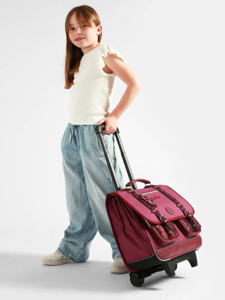 Boekentas Op Wieltjes 3 Compartimenten Cameleon Violet vintage fantasy CR41 ander zicht 1