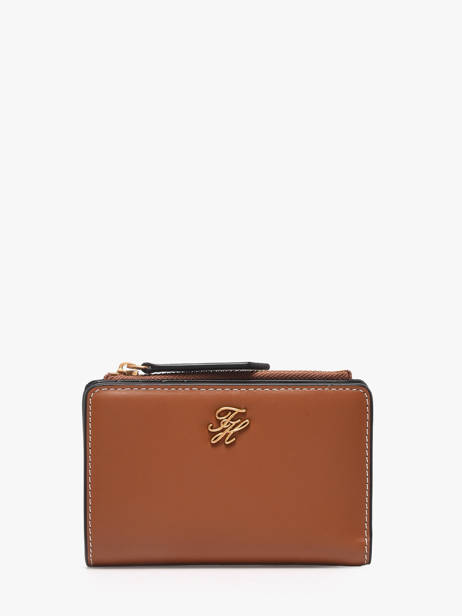 Portefeuille Leder Tommy hilfiger Bruin th script AW18490