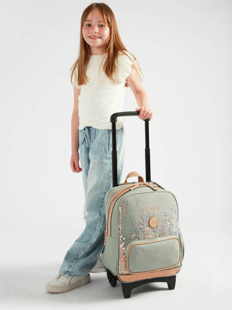 Rugzak Op Wieltjes 2 Compartimenten Cameleon Roze vintage fantasy SR40 ander zicht 1
