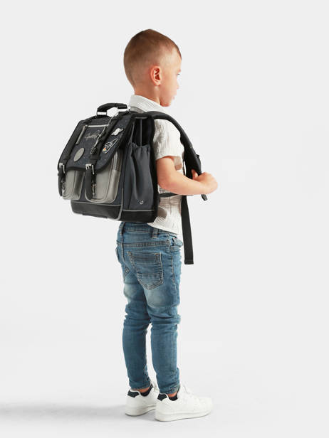 Boekentas Voor Kinderen 2 Compartimenten Cameleon Grijs vintage urban CA35 ander zicht 1